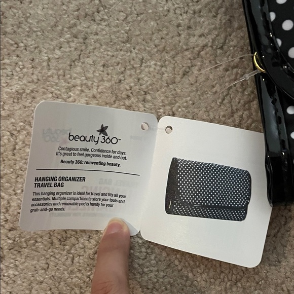 Elegant Black and White Polka Dot Cosmetic Organizer - Picture 3 of 6